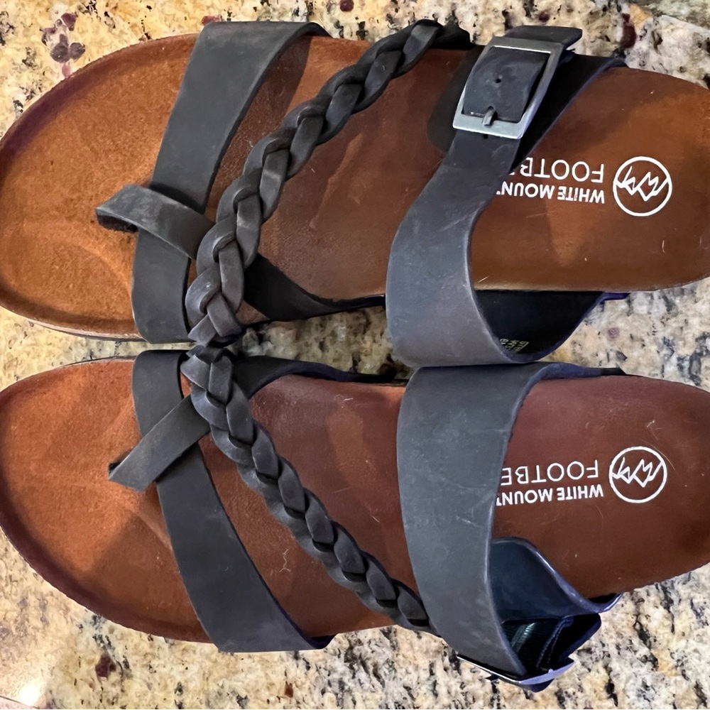 ⛰️NWOT WHITE MOUNTAIN🩴”Hazy” Black Braided Sandals W8 - Picture 3 of 5